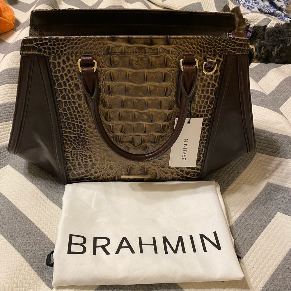 NWT Brahmin Arden Satchel in Coffee Norland.
